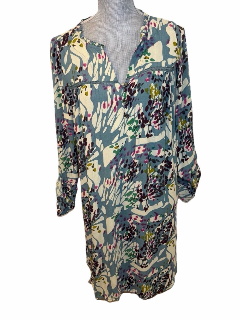 Anthropologie colorful abstract Print Mini Dress , S